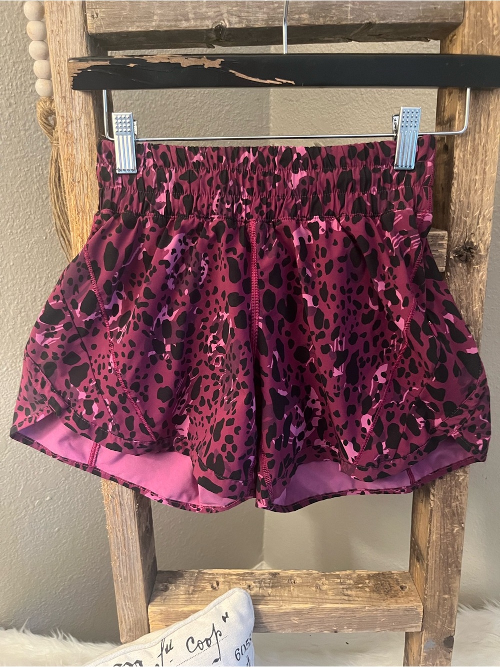 lululemon athletica Magenta and Black Animal Print Athletic Shorts